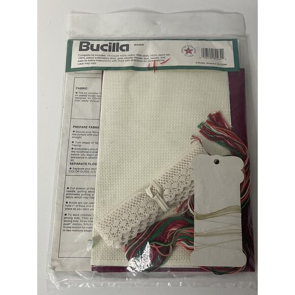 Bucilla Christmas Heirloom Poinsettia Wall Plaque Crewel/Cross Stitch Kit 82464 - Picture 3 of 3